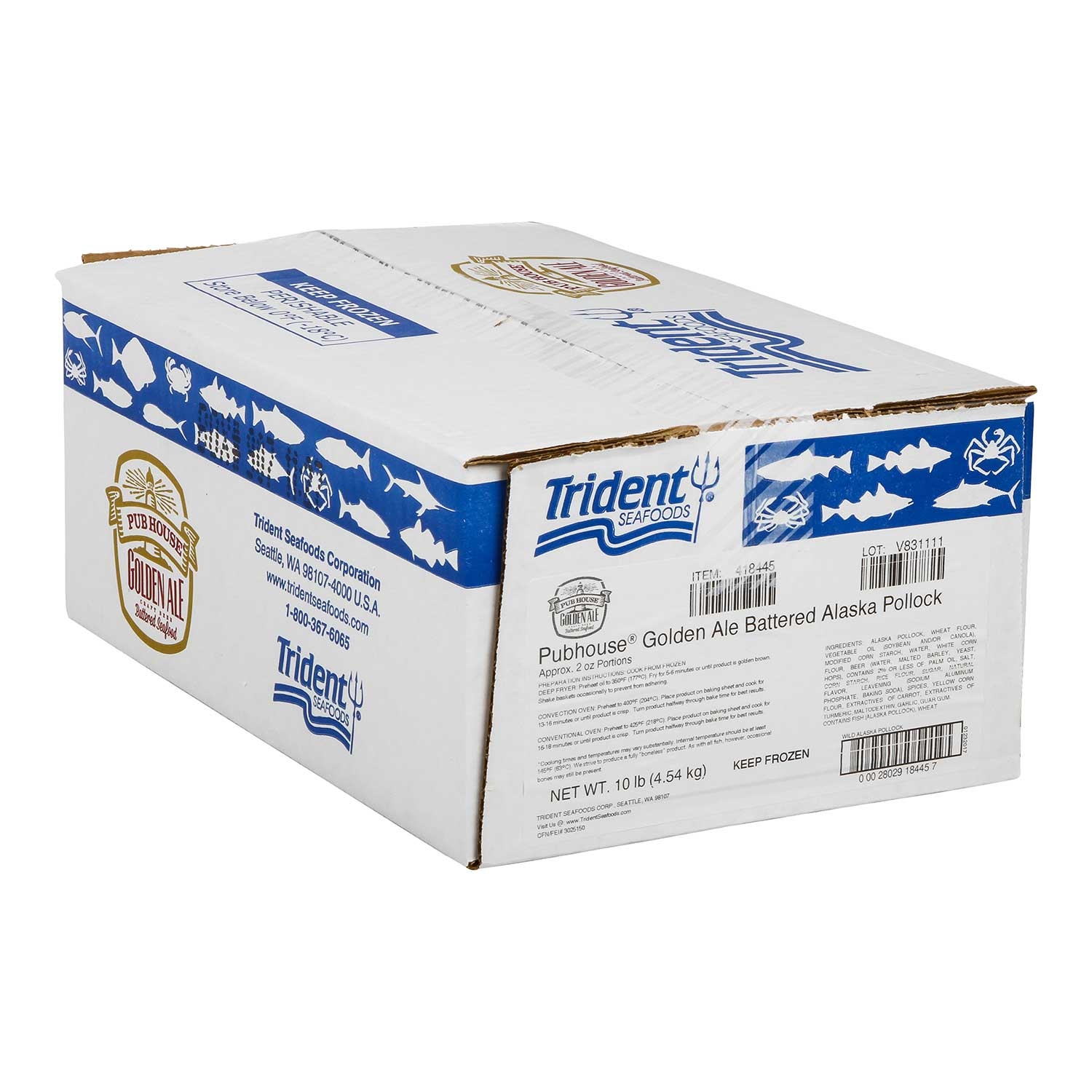 Trident Seafoods Golden Ale Battered Pollock Fillet, 2 Ounce Pieces, 10 Pound