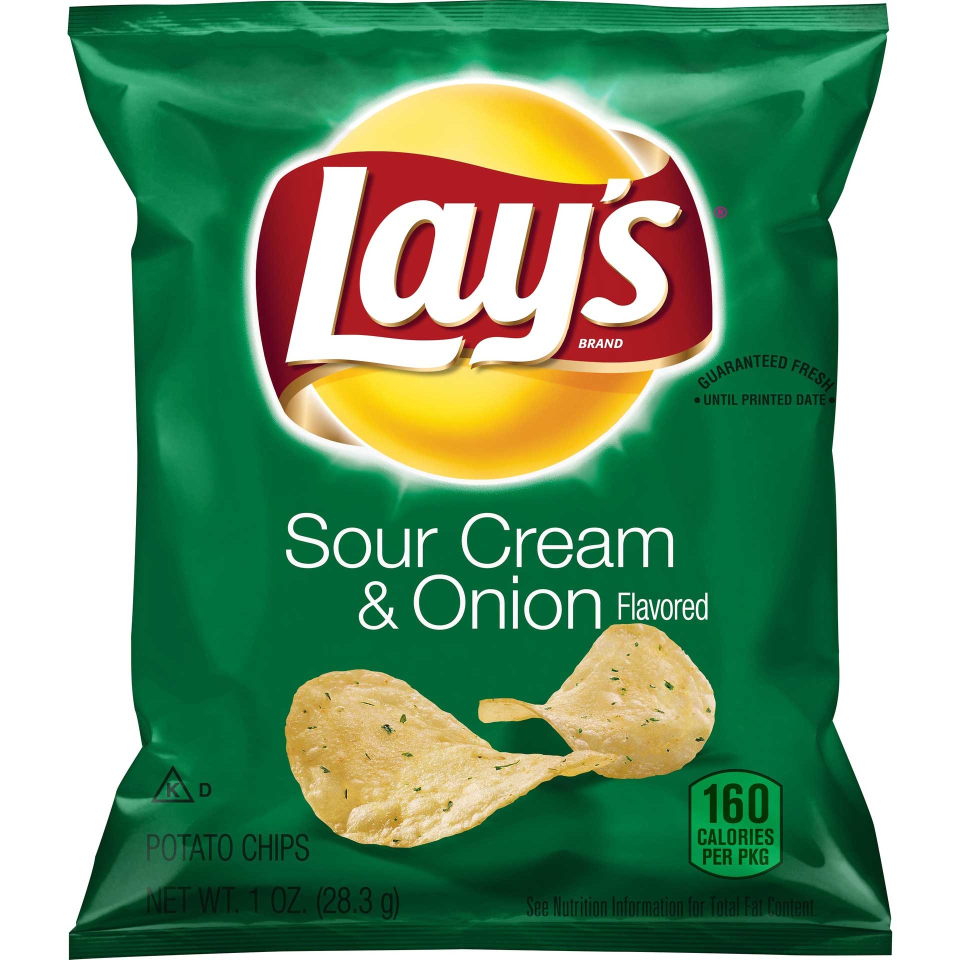 Lays Sour Cream and Onion Potato Chips, 1 Ounce -- 104 per case.