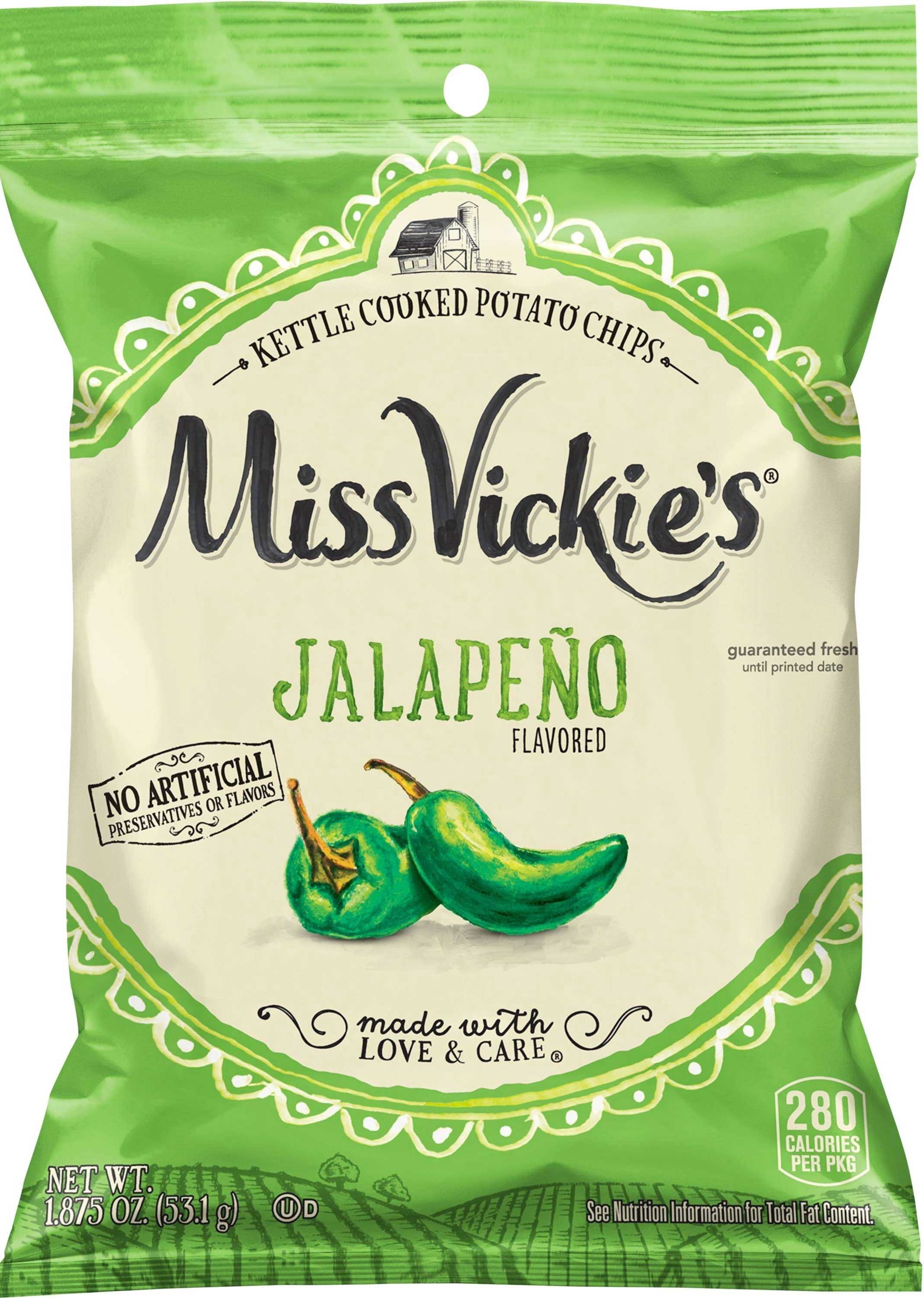 Miss Vickies Jalapeno Kettle Cooked Potato Chips, 1.875 Ounce -- 24 per case