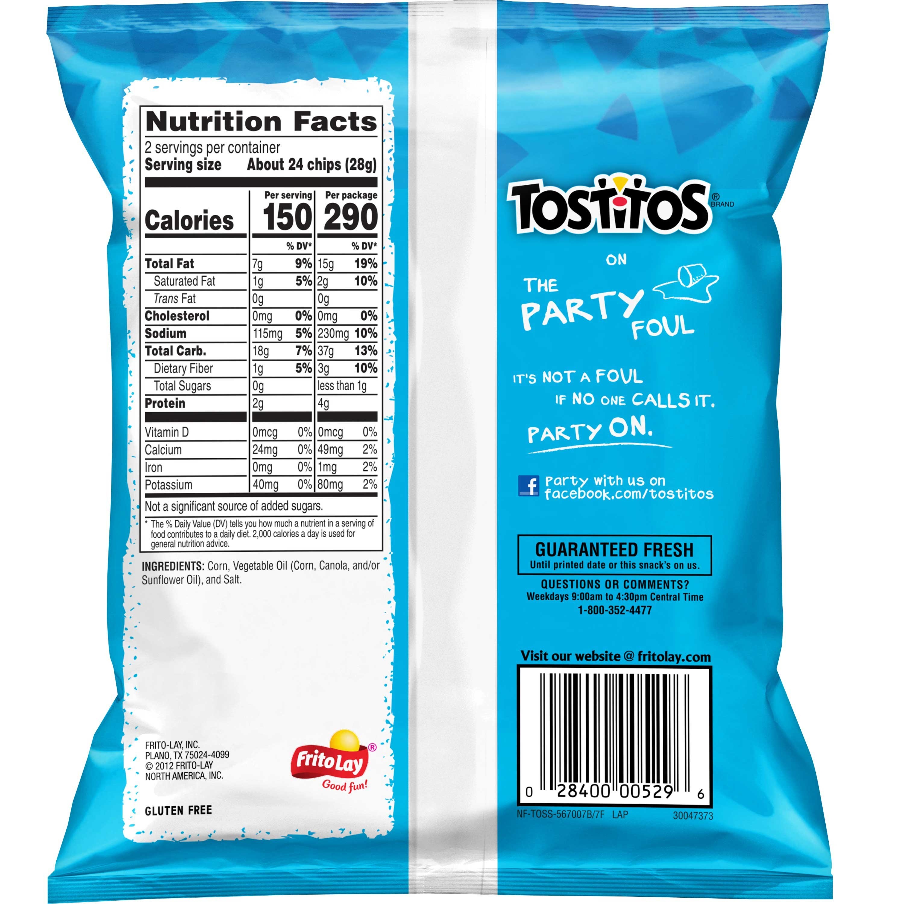Tostitos Bite Size Tortilla Chips, 2 Ounce -- 64 per case.
