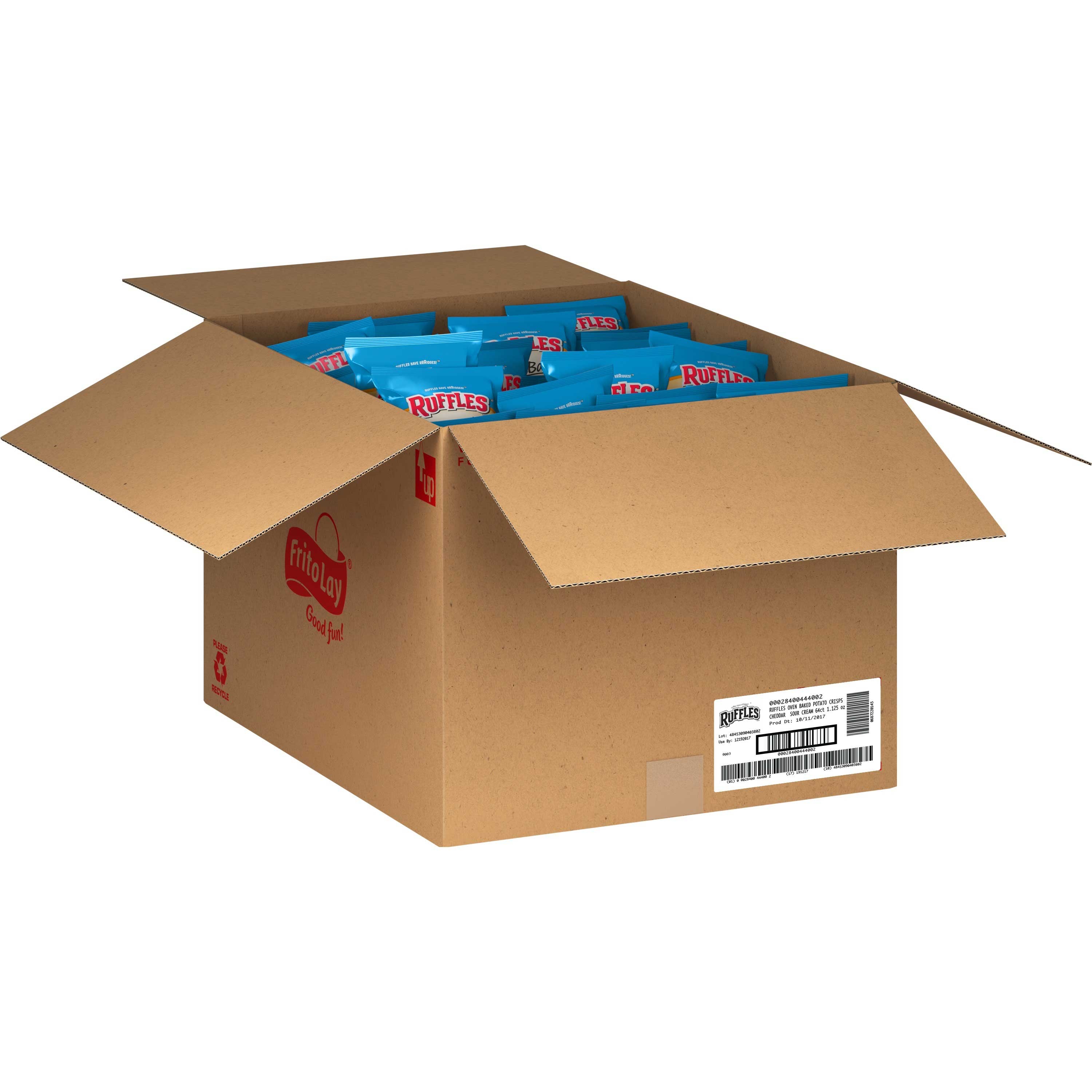 Ruffles Baked Cheddar and Sour Cream Potato Crisp, 1.125 Ounce -- 64 per case.