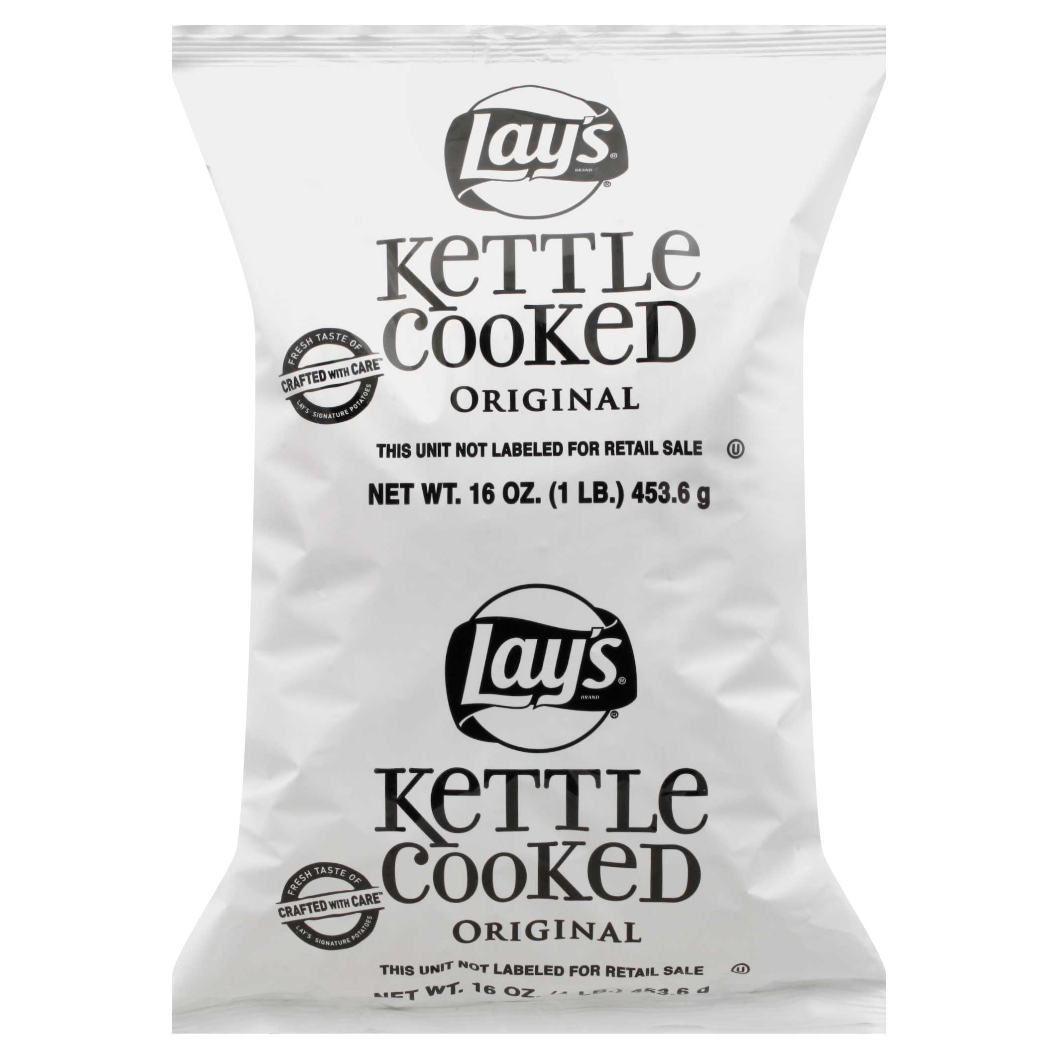 Lays Regular Kettle Potato Chips, 1 Pound -- 8 per case.