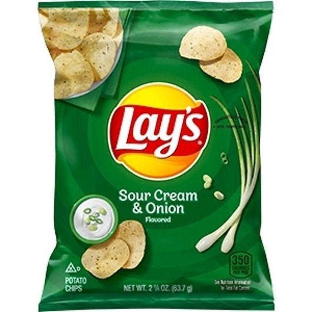 Lays Sour Cream and Onion Potato Chips, 2.25 Ounce -- 24 per case