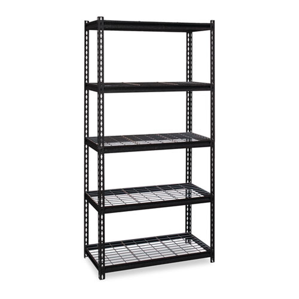 Hirsh Industries Iron Horse 2300 Black Five-Shelf Wire Deck Shelving, 36 x 18 x 72 inch