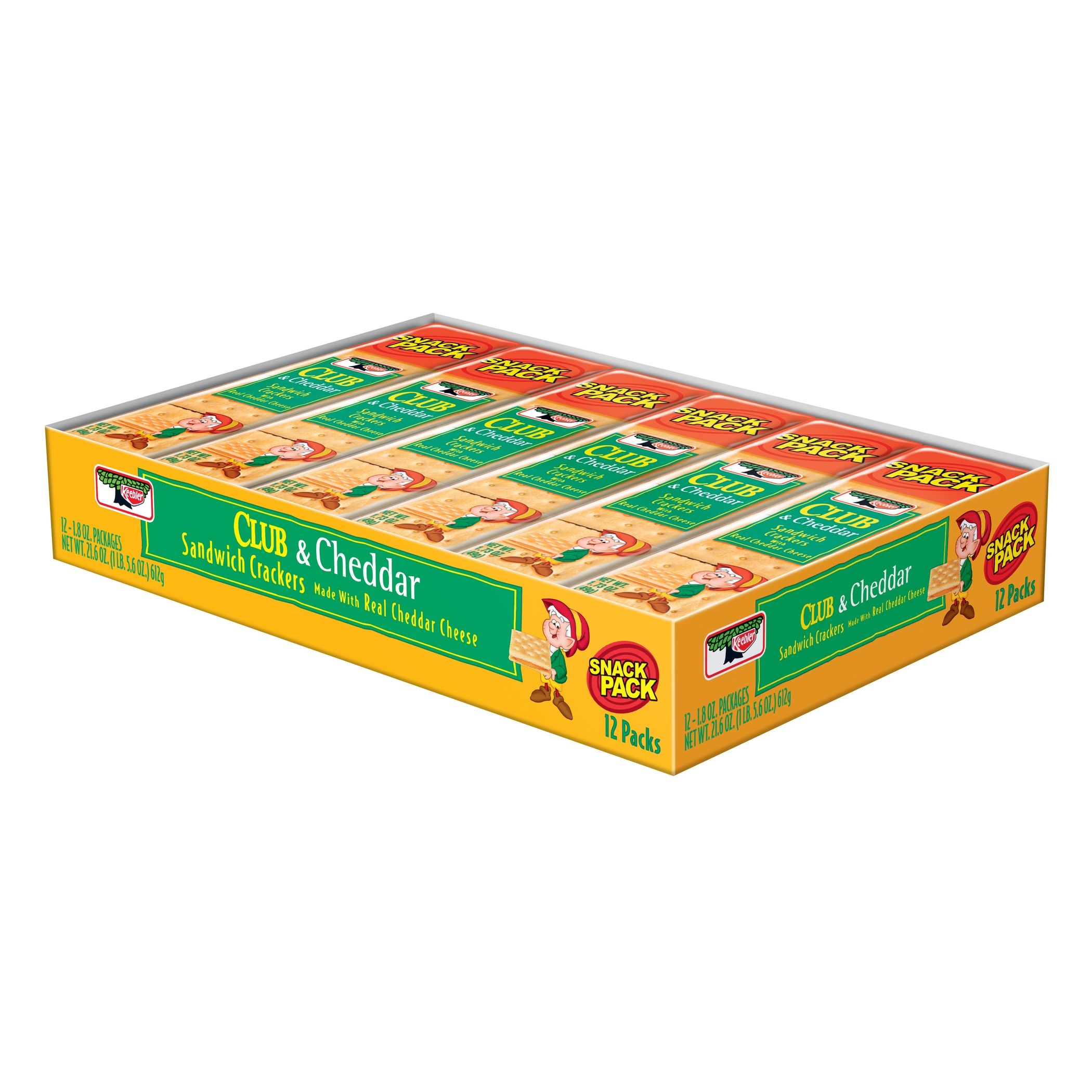 Keebler Club and Cheddar Sandwich Crackers - 1.8 oz. package, 144 per case