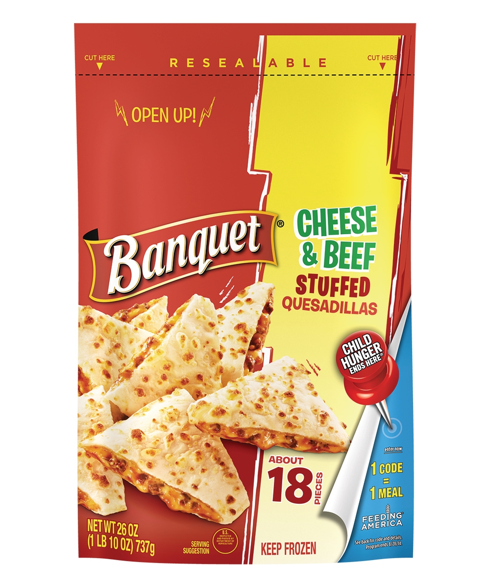 Banquet Cheese and Beef Stuffed Quesadilla Snacks, 26 Ounce -- 6 per case.
