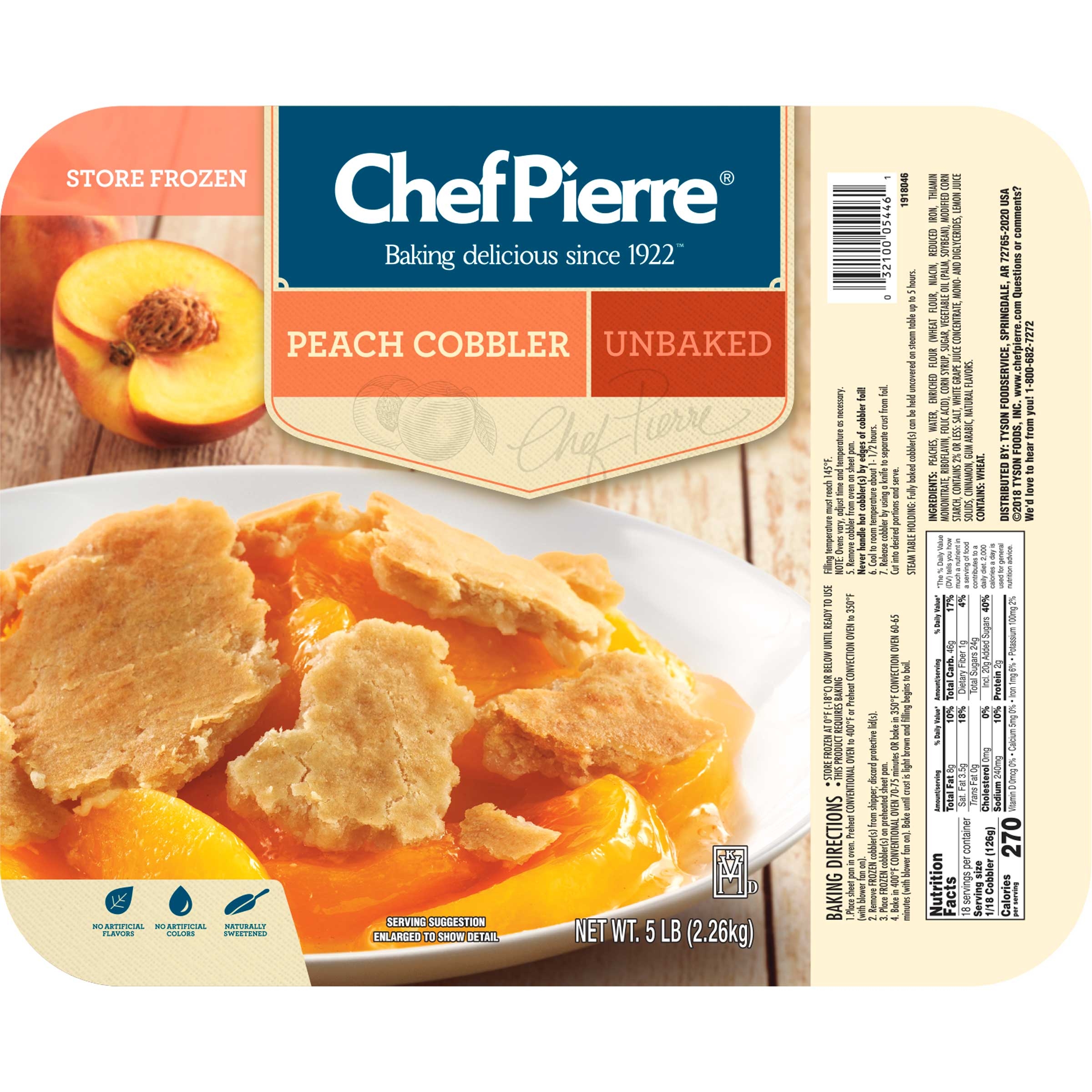 Sara Lee Chef Pierre Peach Cobbler, 5 Pound -- 4 per case.