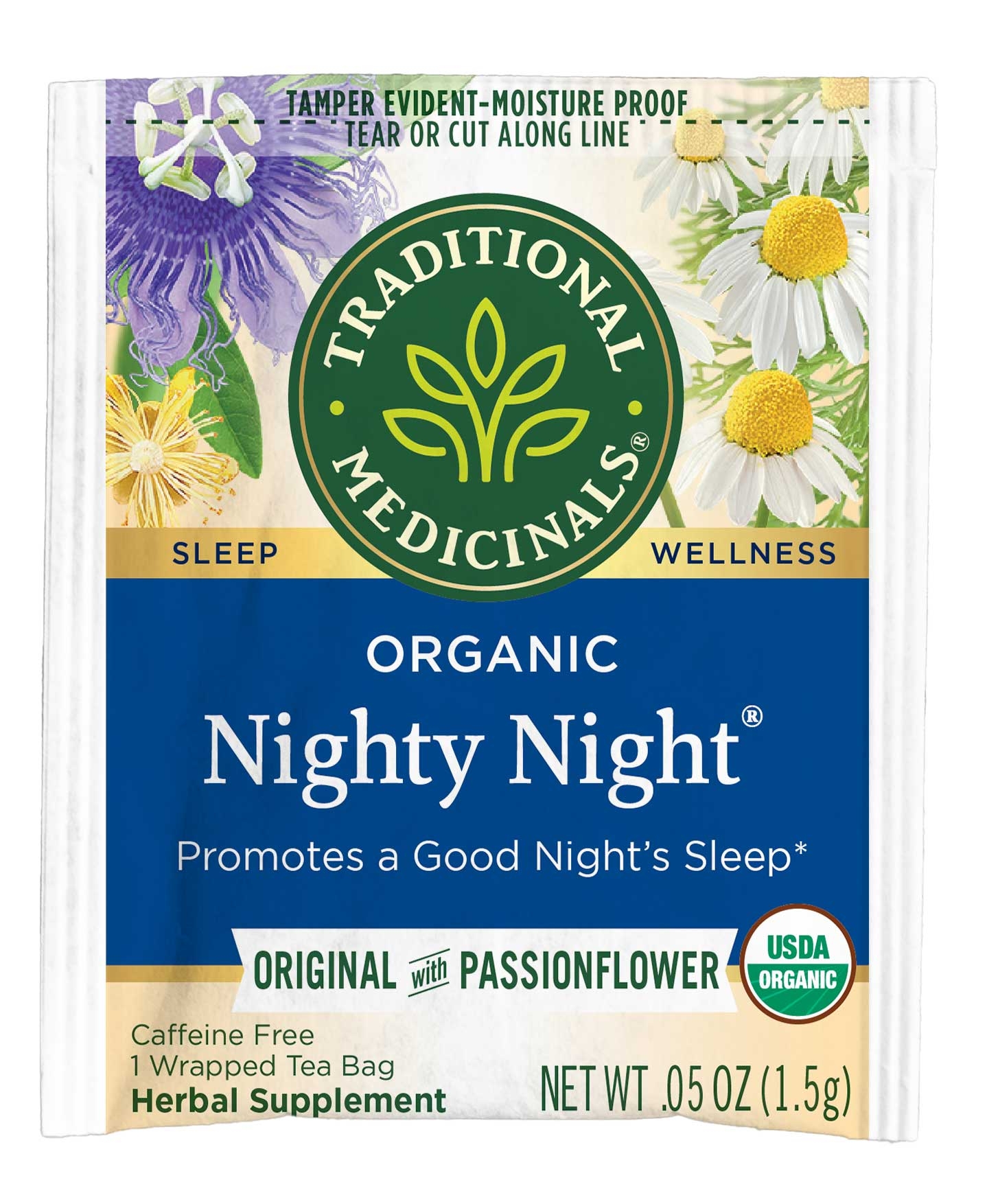 Traditional Medicinals Organic Nighty Night Herbal Tea - 16 bags per pack -- 6 packs per case.
