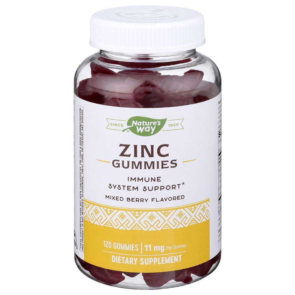Natures Way Mixed Berry Flavor 11 mg Zinc Gummies, 120 count