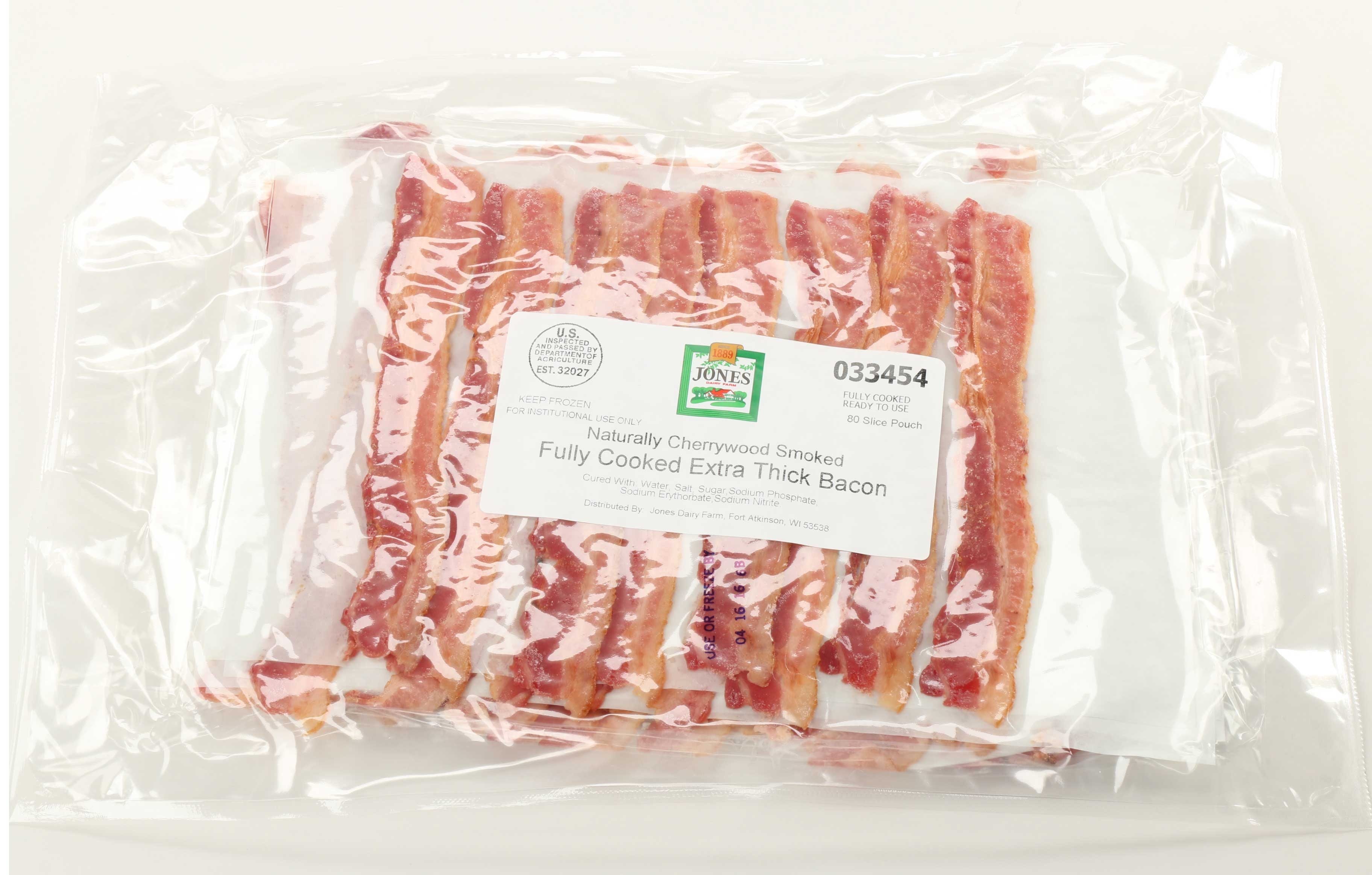 Jones Dairy Farm Cherrywood Extra Thick Slices Smoked Bacon, 0.6 Ounce -- 3 per case