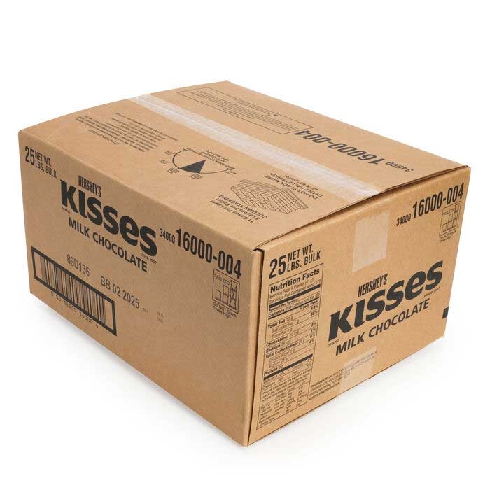 Hersheys Kisses Individually Wrapped Milk Chocolate Candy, 25 Pound