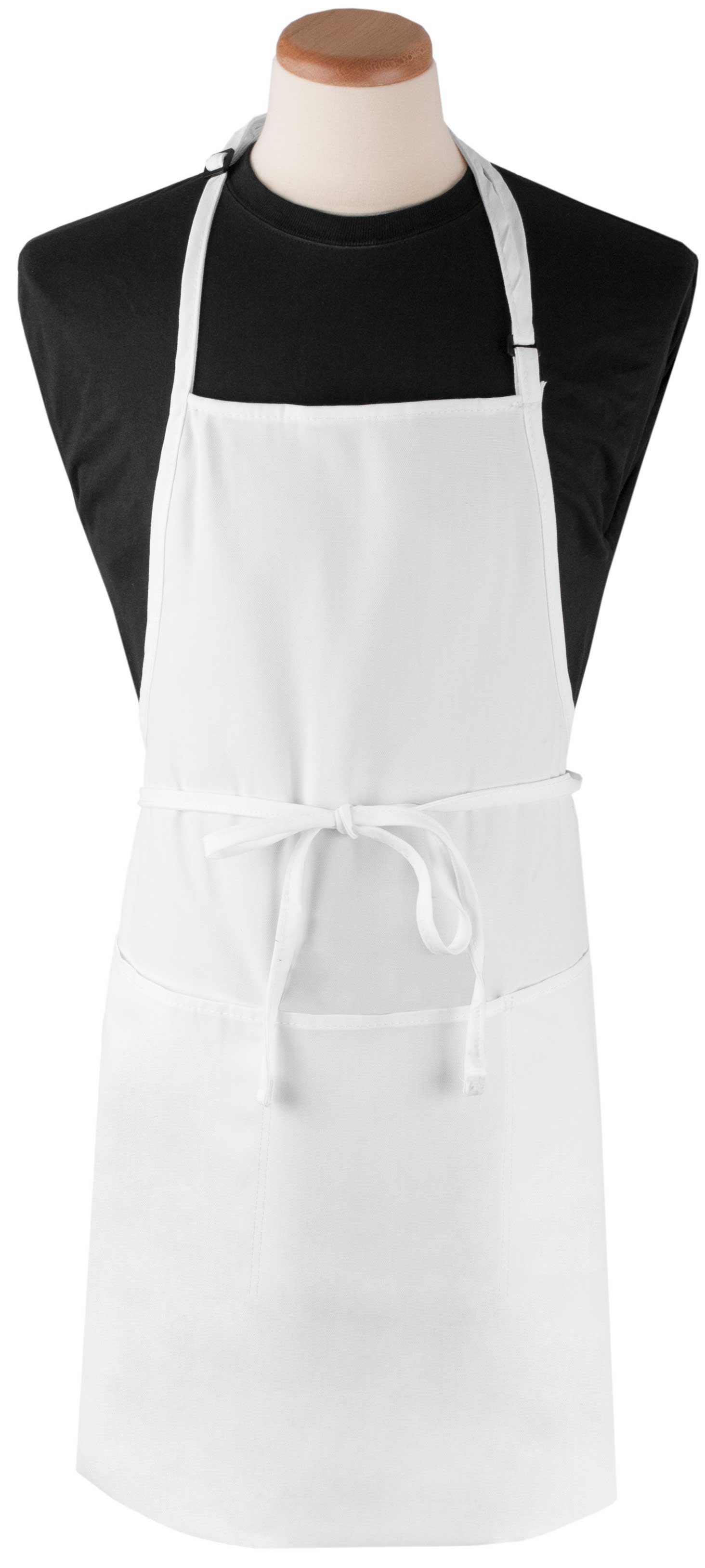 RITZ Chefs Line White Extra Long 3 Pockets Bib Apron