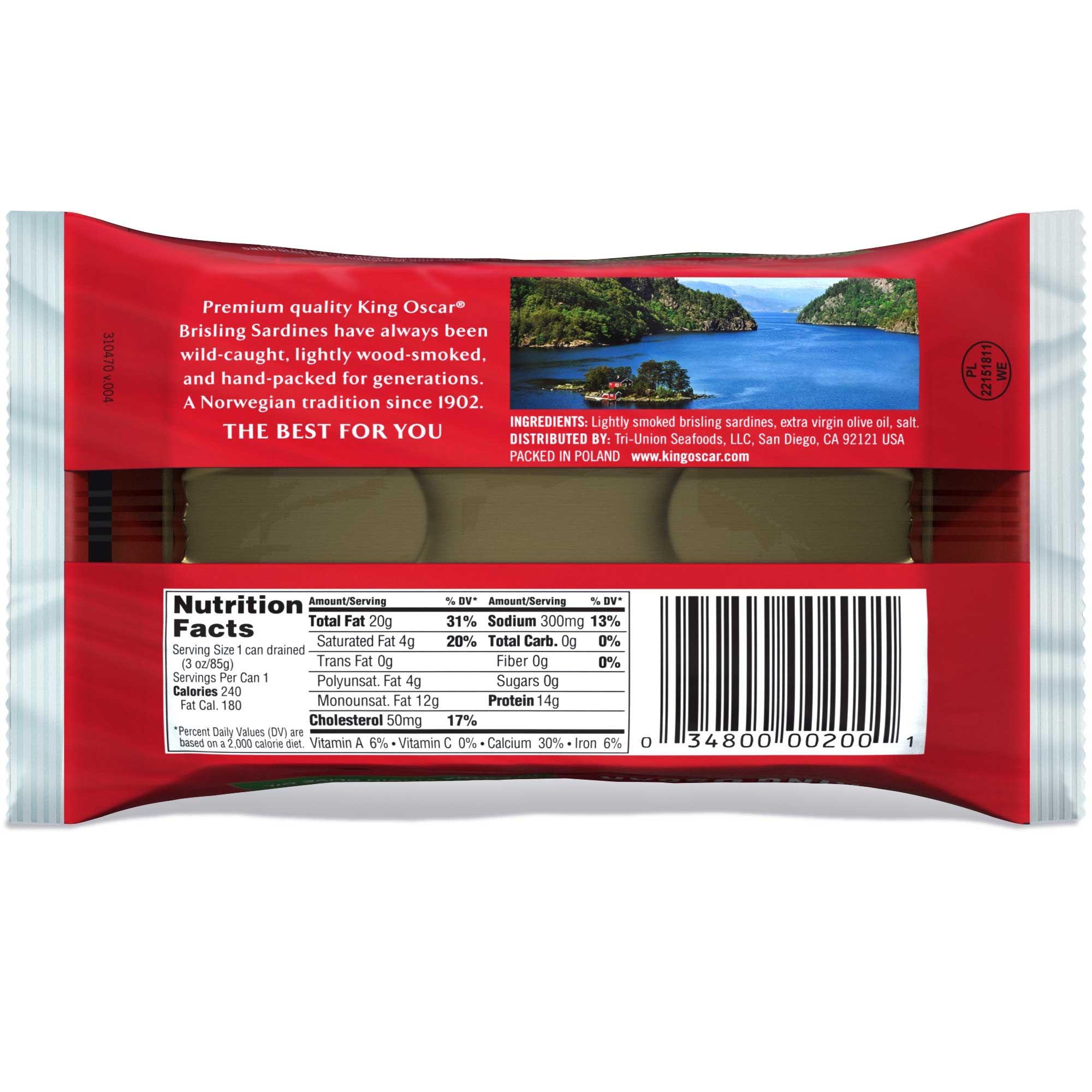 King Oscar 2 Layer Sardines in Extra Virgin Olive Oil, 3.75 Ounce -- 12 per case.