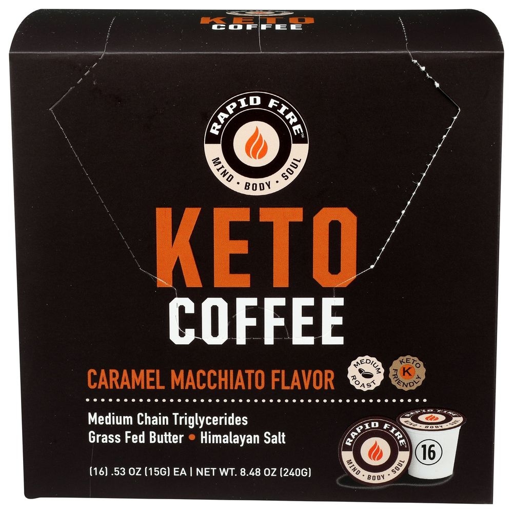 Rapid Fire Caramel Macchiato Medium Keto Coffee Pod, 16 count