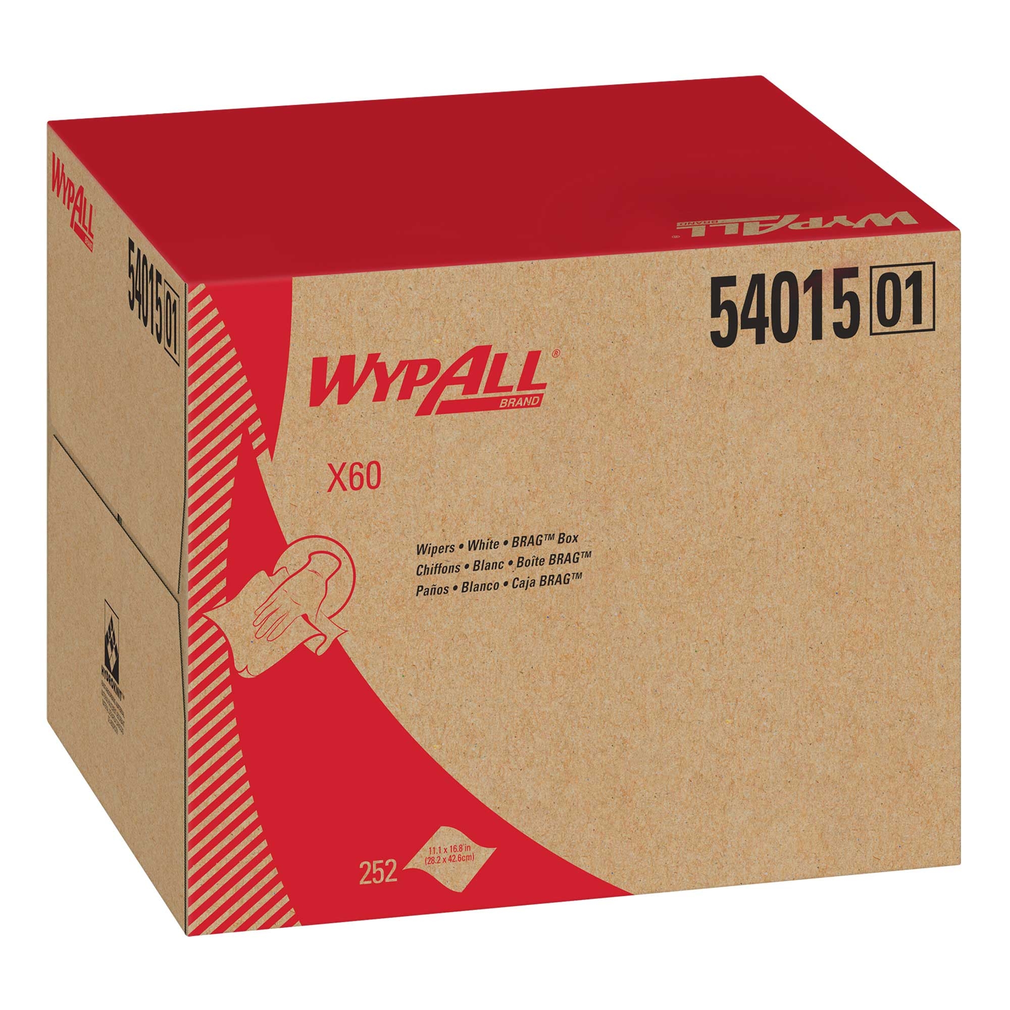 WypAll Brag Box White X60 Reusable Cloth - 252 per pack -- 1 pack