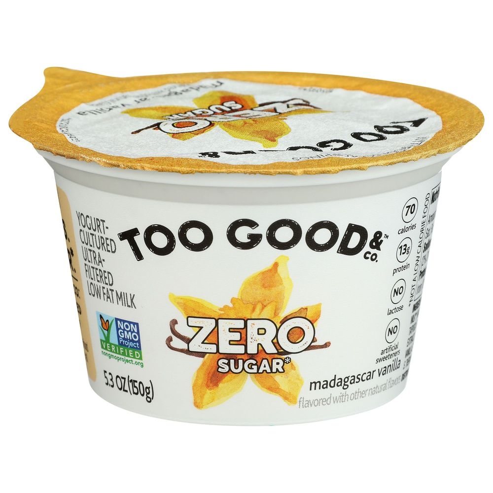 Too Good Madagascar Vanilla Zero Sugar Low Fat Milk Yogurt, 5.3 Fluid Ounce -- 10 per case