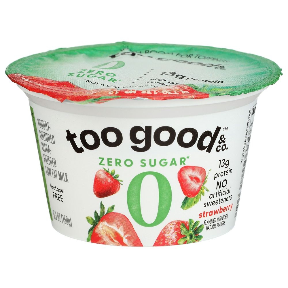 Too Good Strawberry Zero Sugar Low Fat Milk Yogurt, 5.3 Fluid Ounce -- 10 per case
