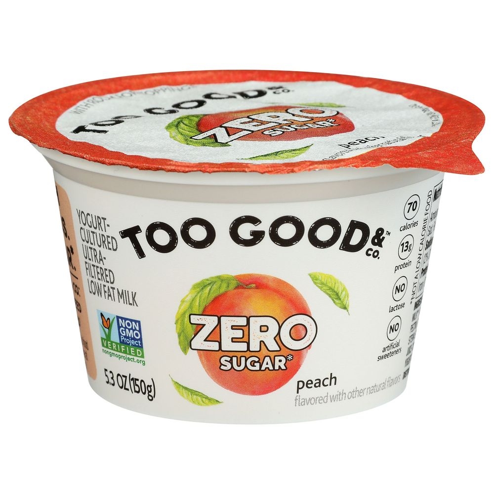 Too Good Peach Zero Sugar Low Fat Milk Yogurt, 5.3 Fluid Ounce -- 10 per case