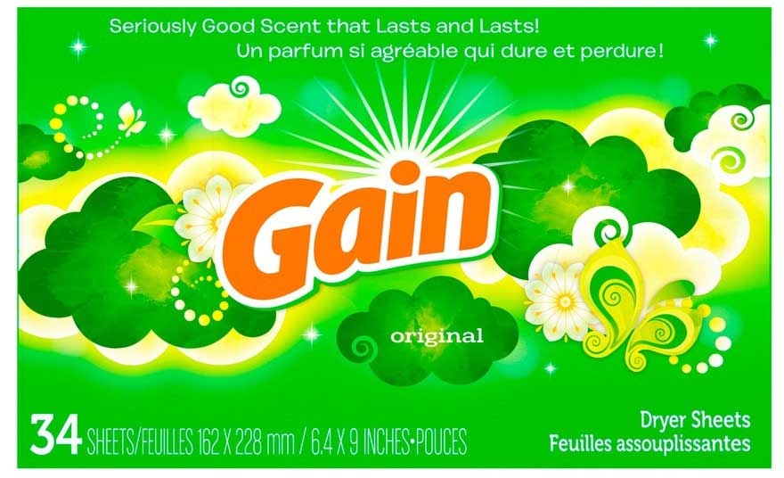 Gain Original Fresh Fabric Softener Dryer Sheets, 34 count per pack -- 12 per case.
