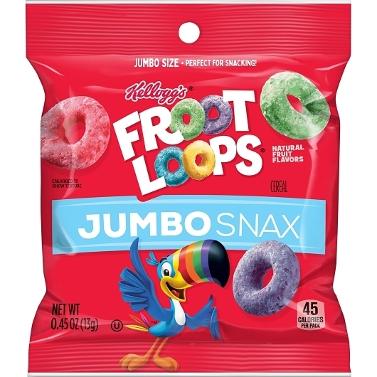 Kelloggs Snacking Froot Loops Jumbo Snax Cereal, 0.45 Ounce -- 48 per case
