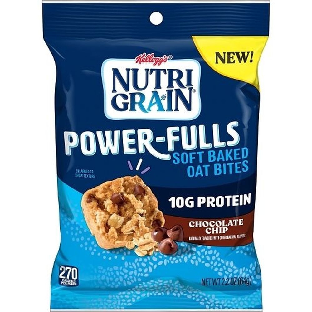 Kelloggs Nutri-Grain Powerfulls Chocolate Chip Soft Baked Oat Bites, 2.2 Ounce - 48 per case