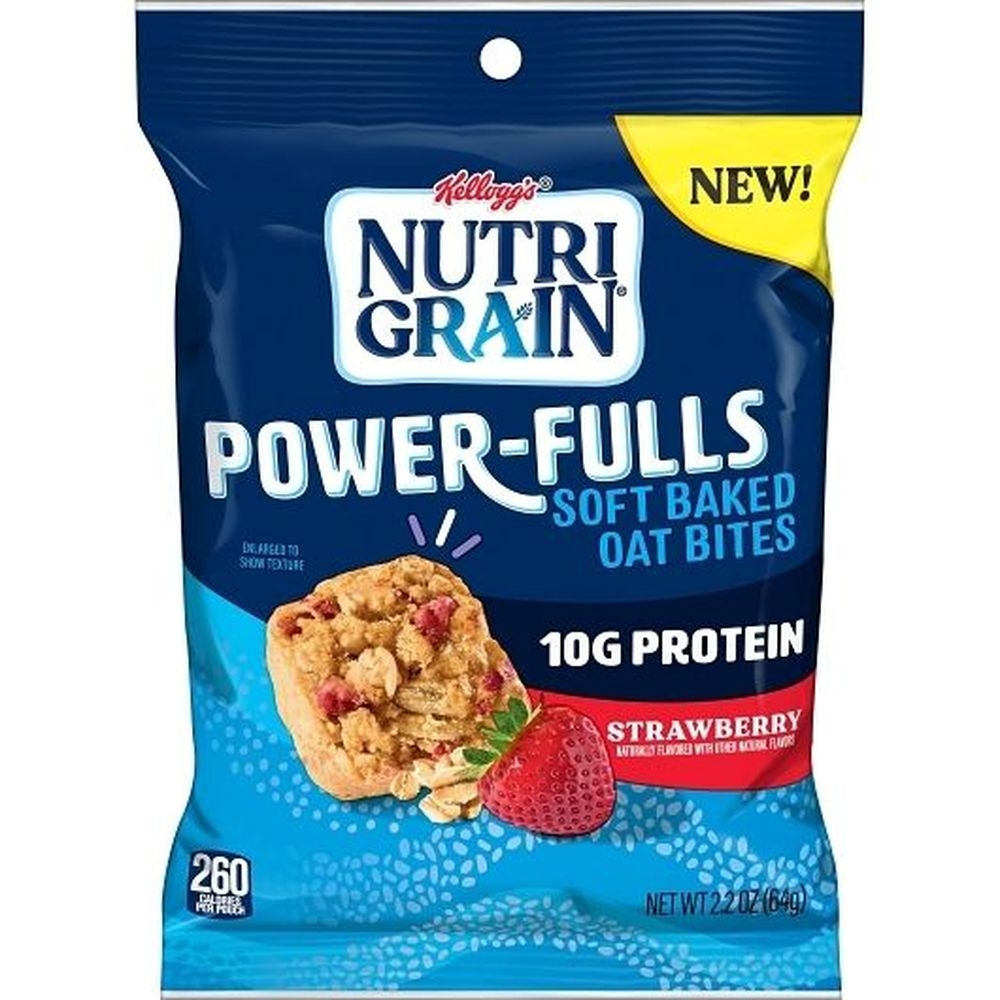 Kelloggs Nutri-Grain Powerfulls Strawberry Soft Baked Oat Bites, 2.2 Ounce - 48 per case