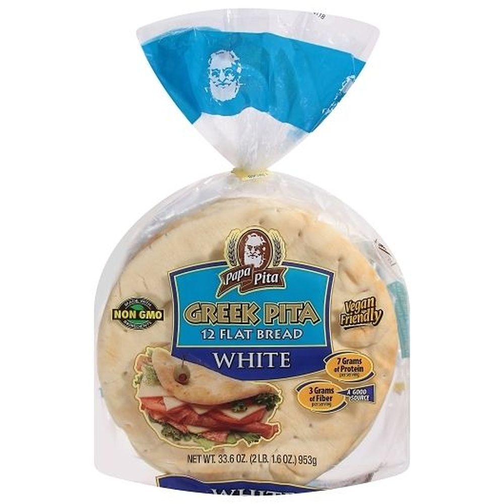 Papa Pita White Light Greek Pita, 33.6 Ounce -- 12 per case