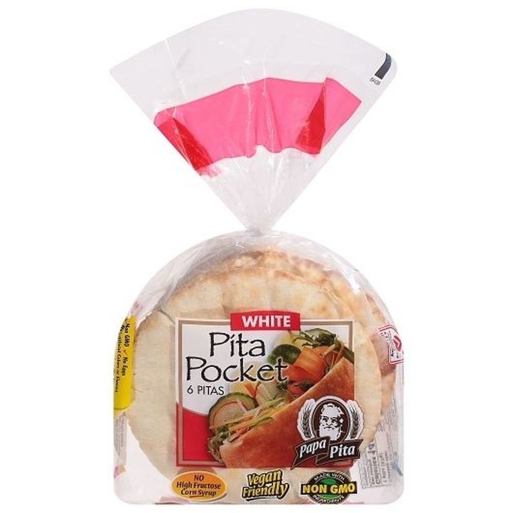 Papa Pita White Pita Pocket, 12 Ounce -- 24 per case