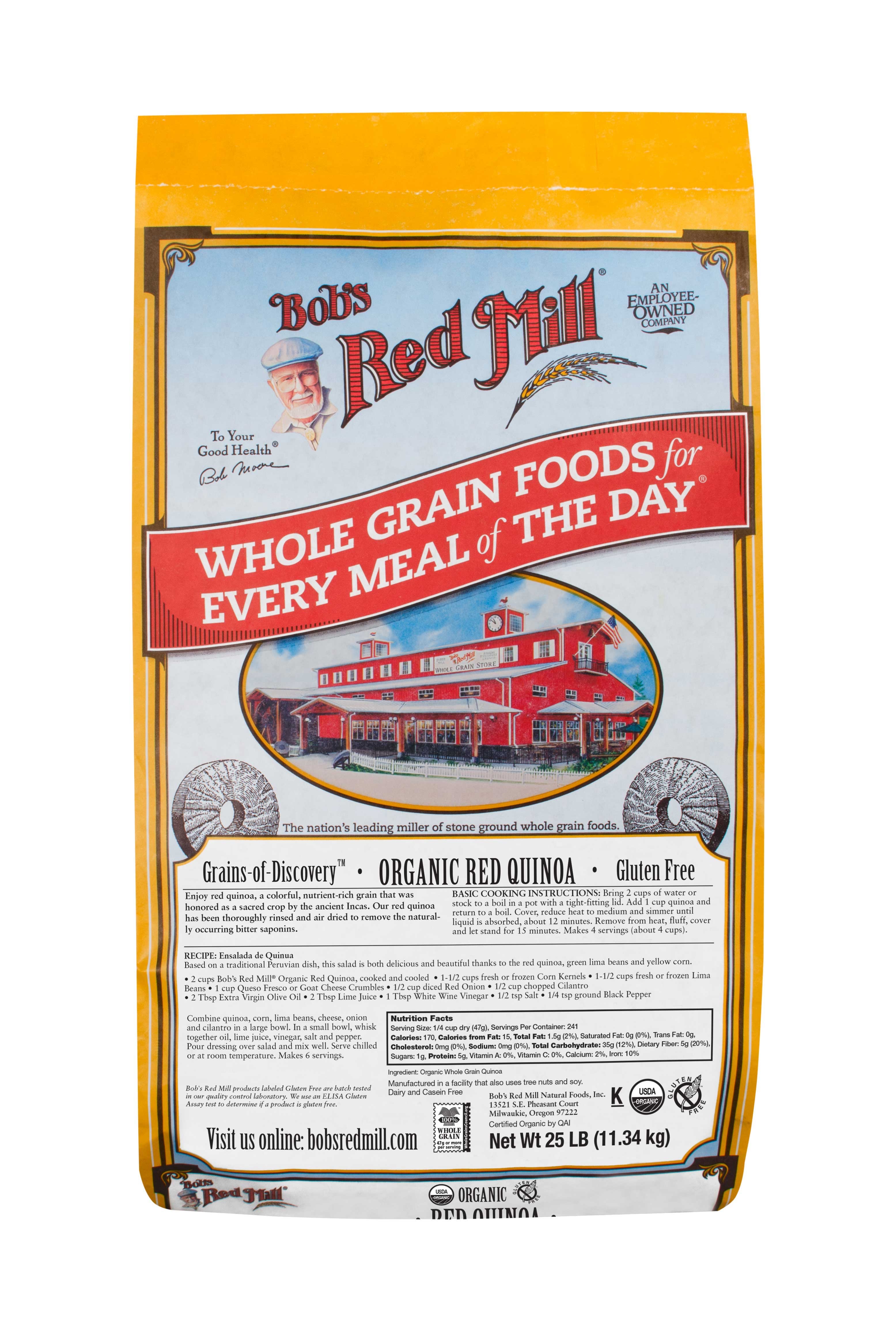 Bobs Red Mill Organic Red Quinoa, 25 Pound.