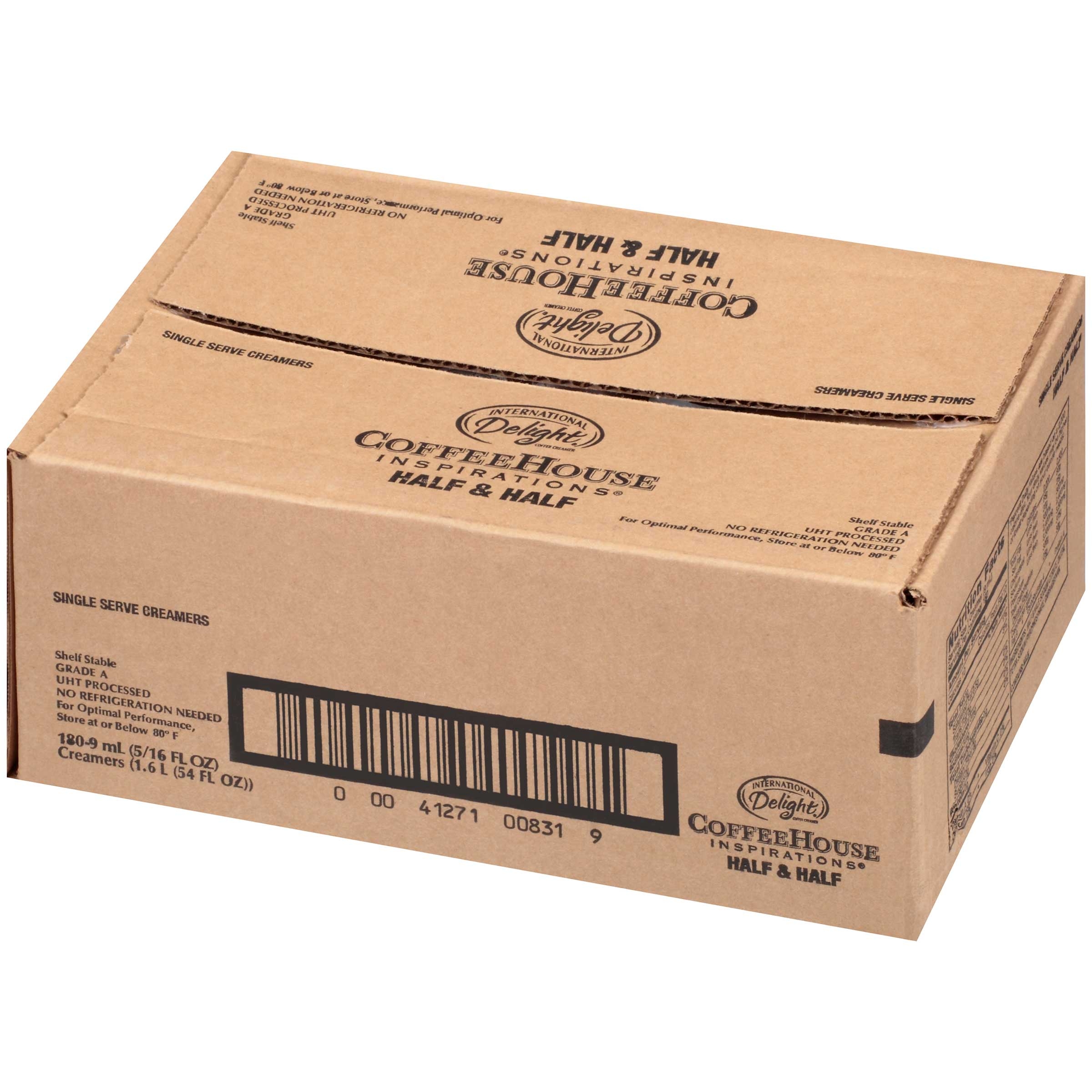 International Delight Coffee House Inspirations Portion Control Half and Half Unflavored Creamer -- 180 per case.
