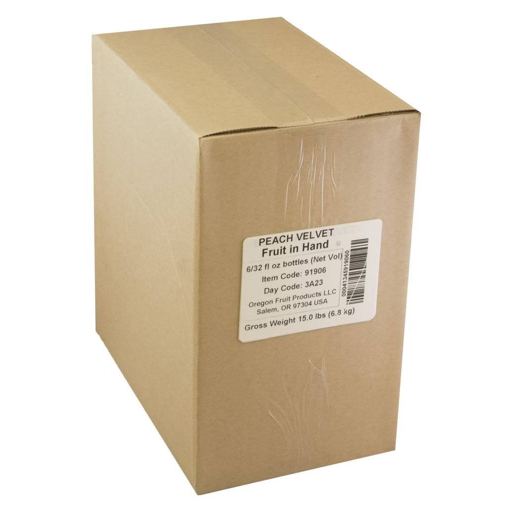 Fruit in Hand Peach Velvet Craft Puree, 32 Fluid Ounce -- 6 per case.