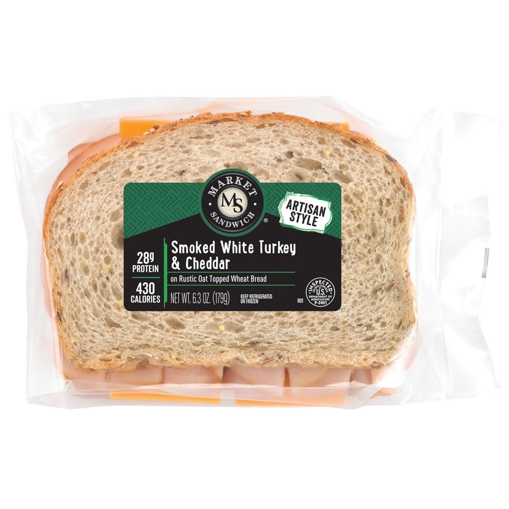 Market Artisan Smoked Turkey and Cheddar Multigrain Bread Sandwich, 6.3 Ounce -- 8 per case