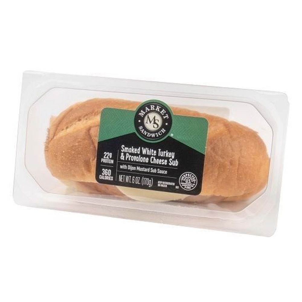 Market Sandwich Smoked White Turkey and Provolone Cheese Sub, 6 Ounce -- 6 per case