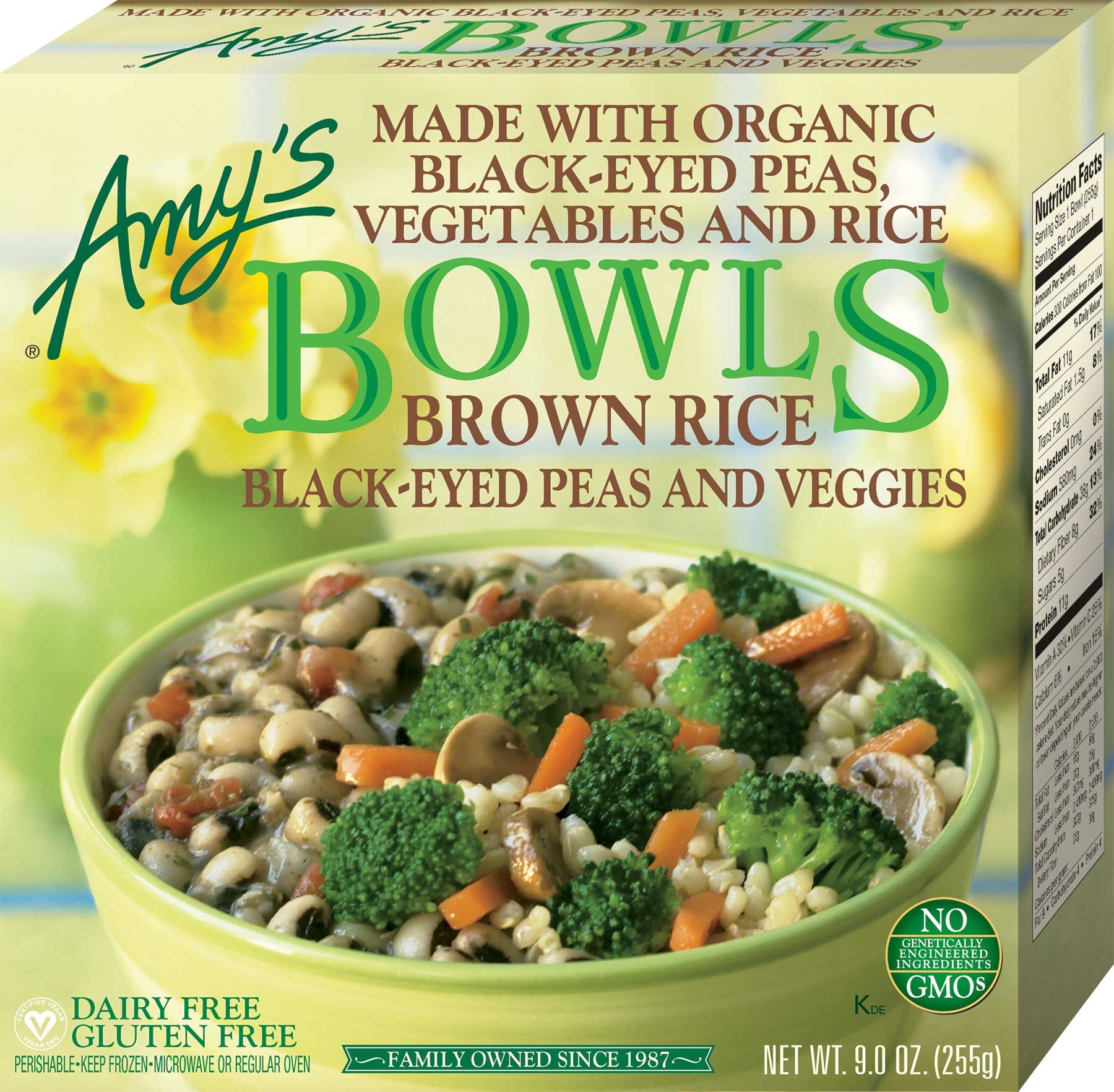 Amys Organic Brown Rice Black Eyed Peas and Veggie Bowl, 9 Ounce -- 12 per case