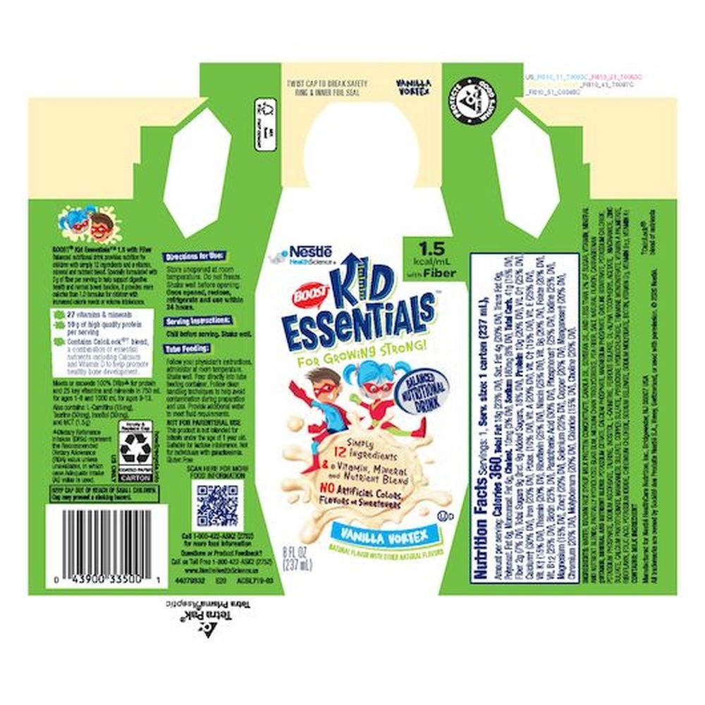 Boost Kid Essentials 1.5 Balanced with Fiber Vanilla Vortex Nutritional Drink, 8.01 Fluid Ounce -- 24 per case