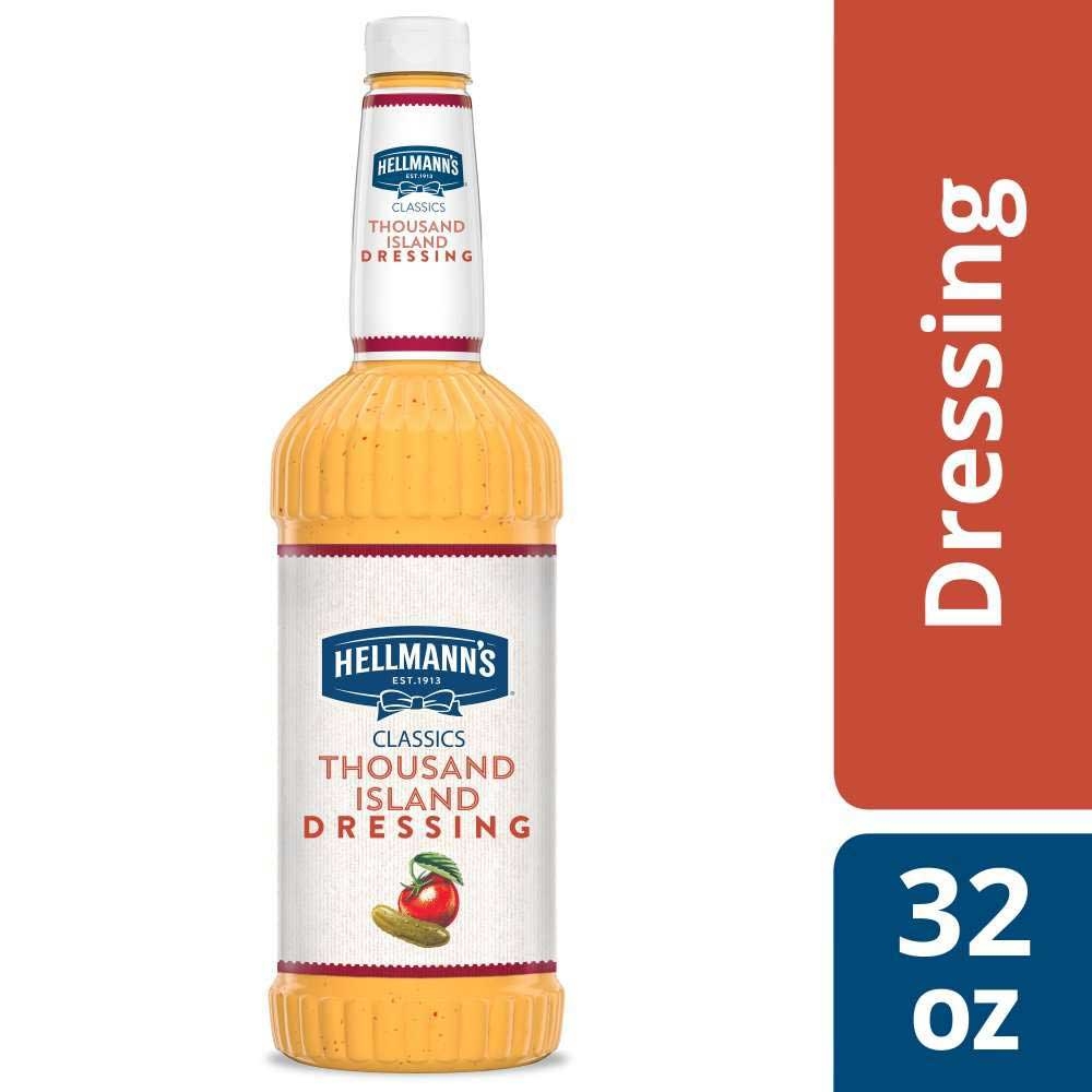 Single Hellmann's Classics Thousand Island Salad Dressing Salad Bar Bottle, 32 Ounce