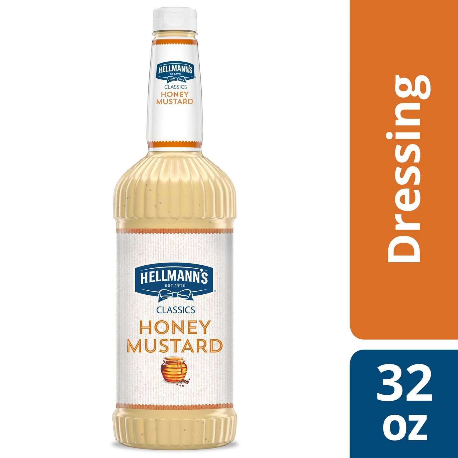 Single Hellmann's Classics Honey Mustard Salad Dressing Salad Bar Bottle, 32 Ounce
