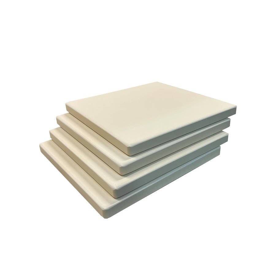 Old Stone Beige Cordierite Square Pizza Stone 4 Piece Set, 7.5 x 7.5 inch