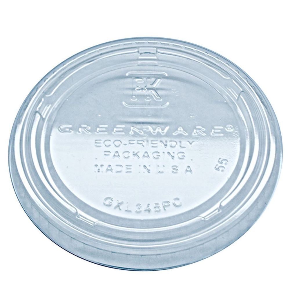 Greenware Compostable Plastic Flat Lid for 3.25 and 4 Ounce Portion Cups -- 2000 per case.