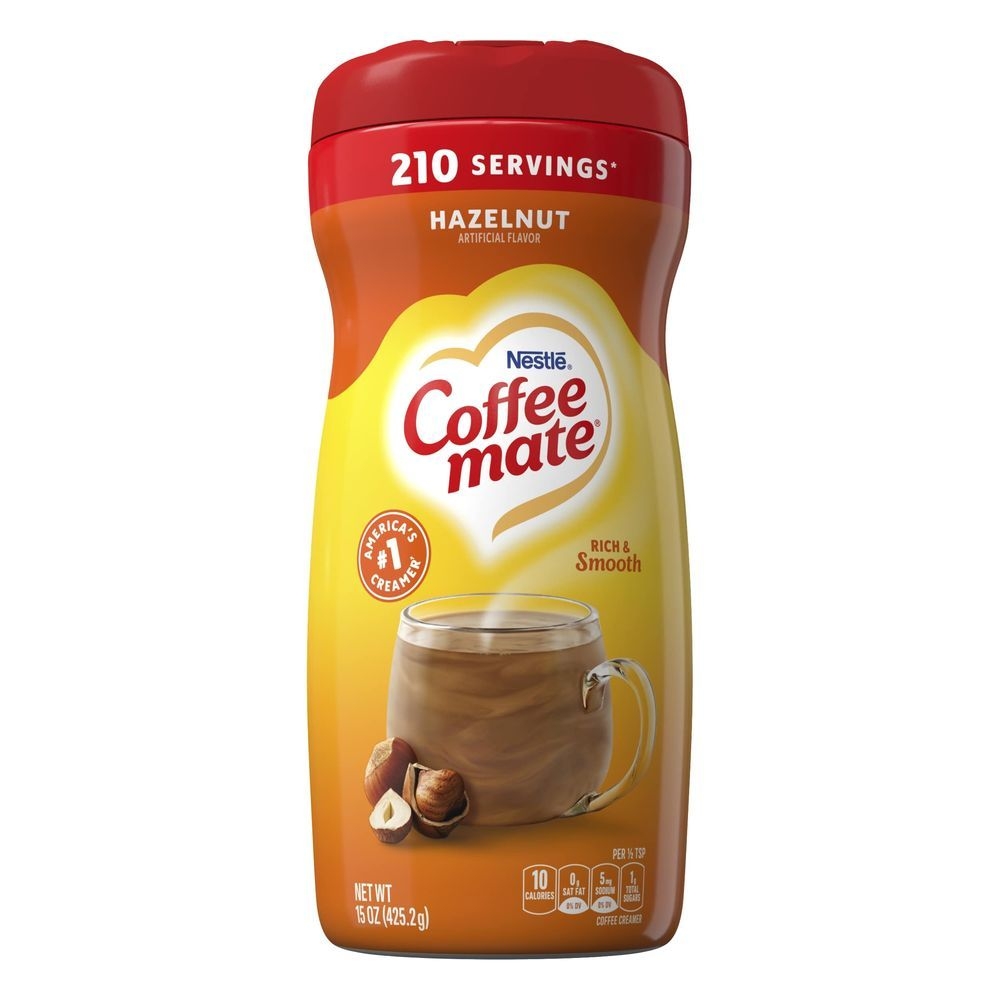 Coffee-Mate Hazelunt Powder Creamer - 15 oz. canister, 6 canisters per case