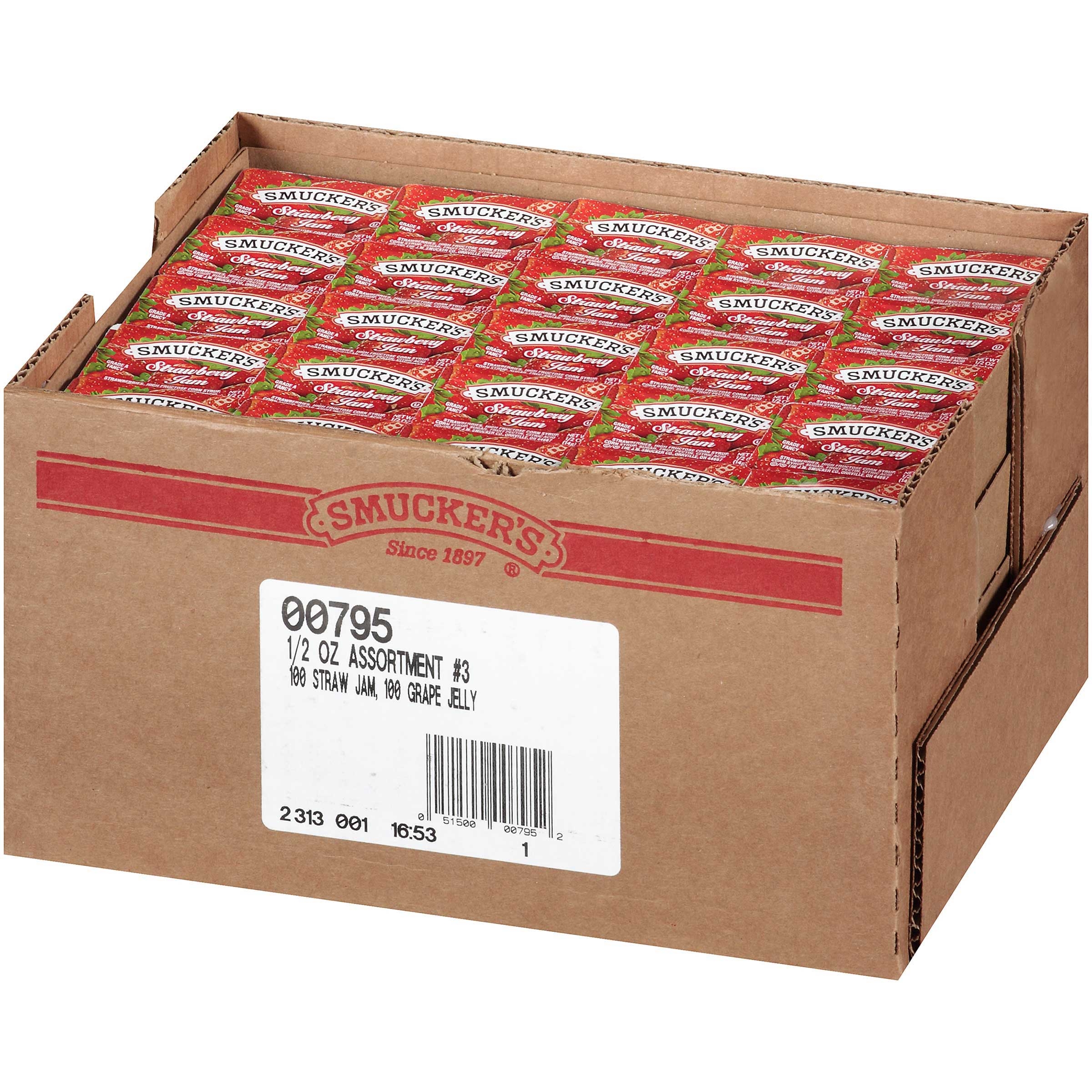 Smuckers Assortment Jam, 1/2 Ounce -- 200 per case.