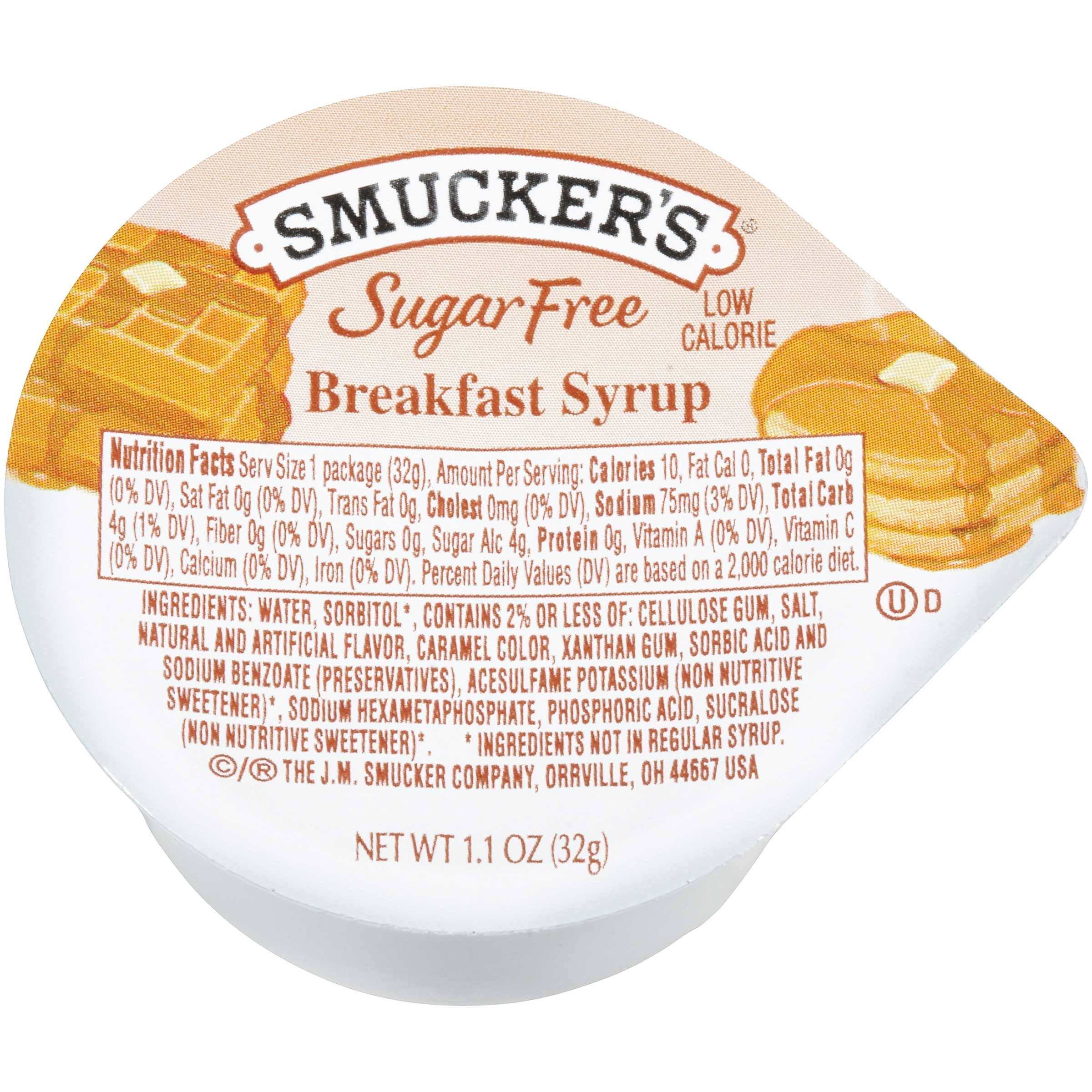 Smuckers Sugar Free Breakfast Syrup, 1.1 Ounce -- 100 per case.