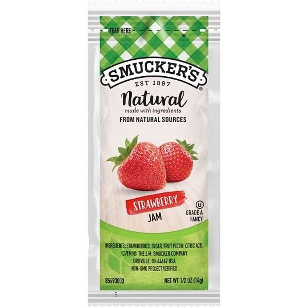 Smuckers Natural Strawberry Jam, 0.5 Ounce Packet -- 400 per case
