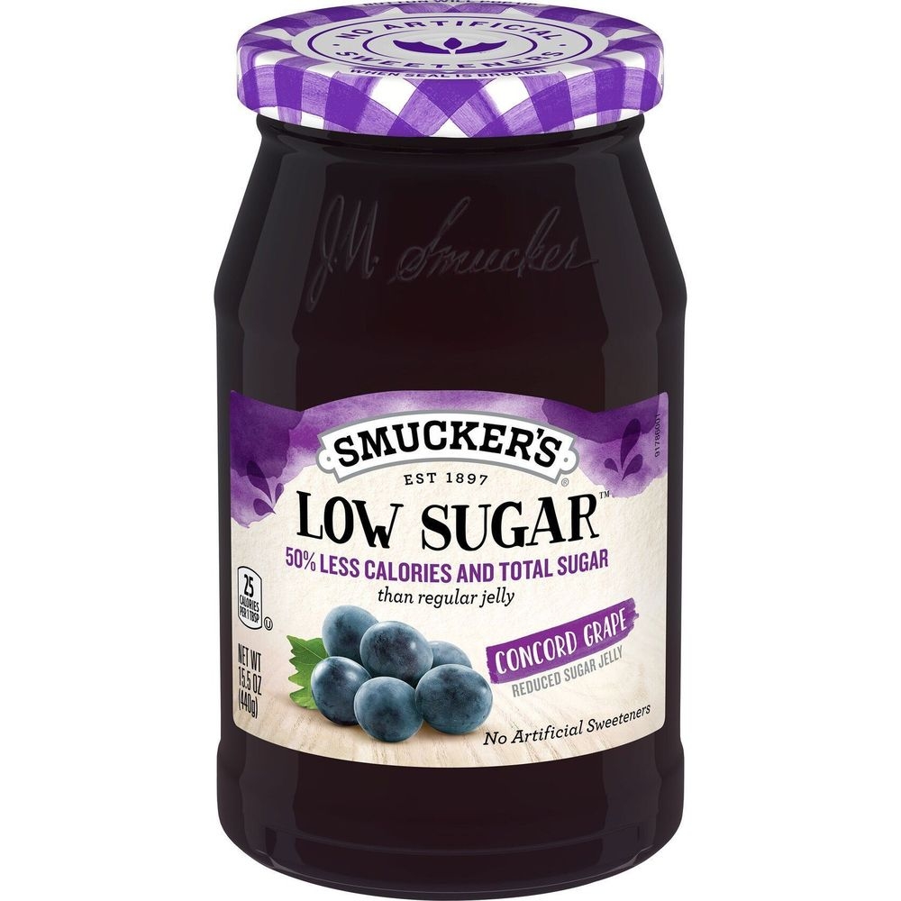 Smuckers Low Sugar Grape Jelly, 15.5 Ounce -- 8 per case
