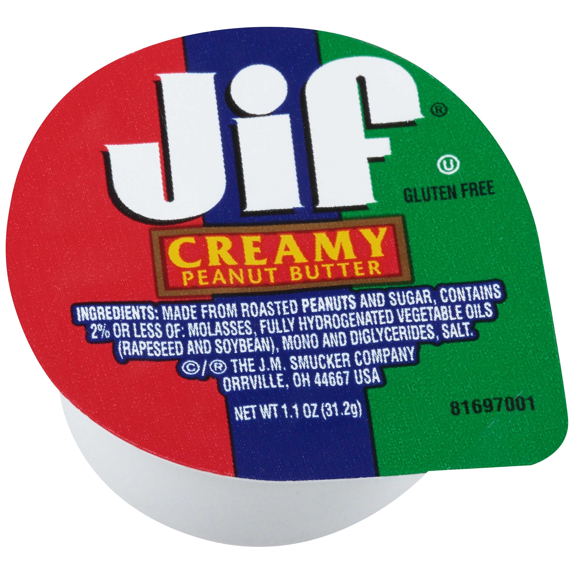 Jif Portion Control Creamy Peanut Butter, 1.1 Ounce -- 120 per case.