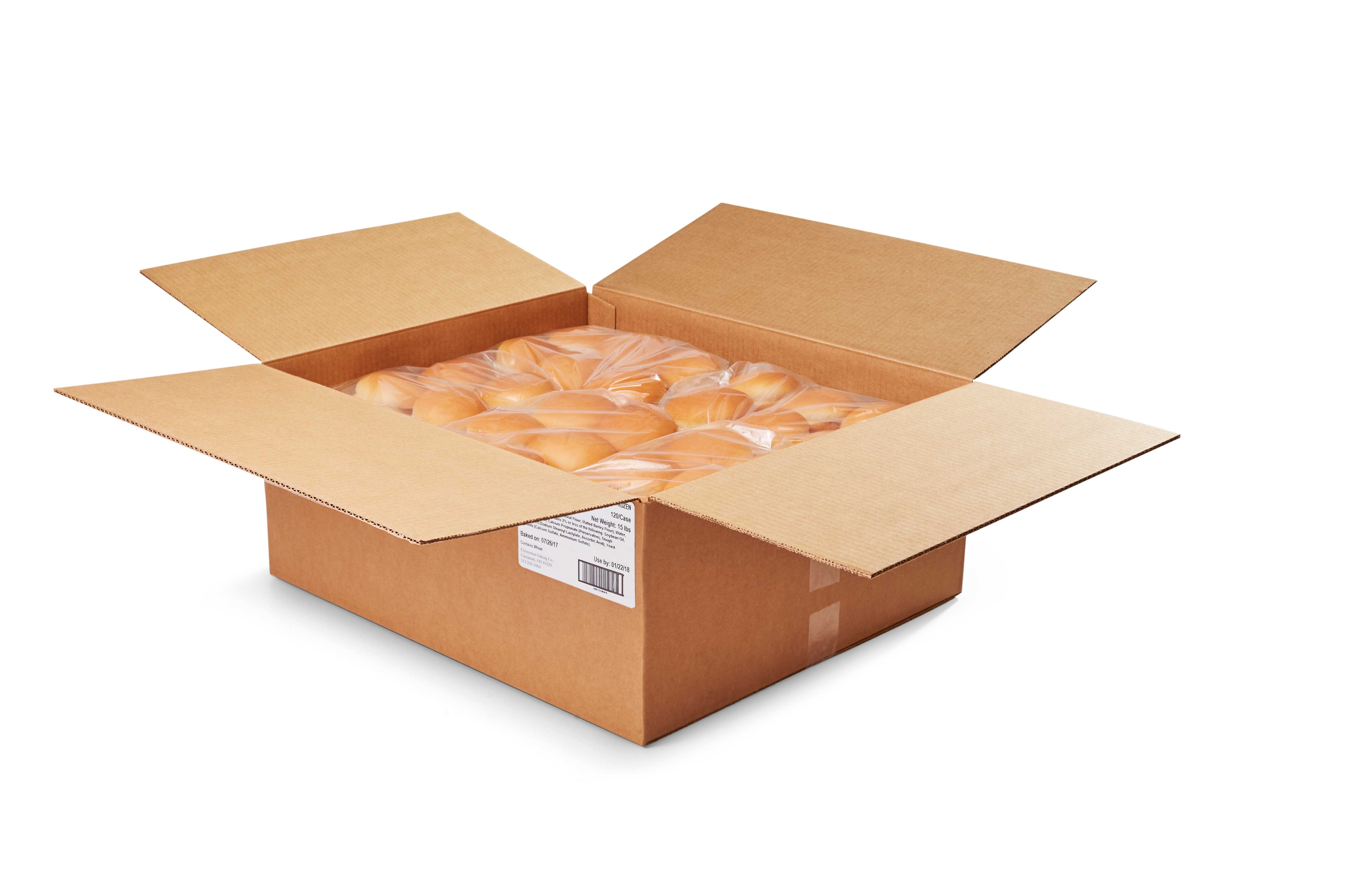 Klosterman Baked White Round Sliced Bun, 2 Ounce -- 120 per case.