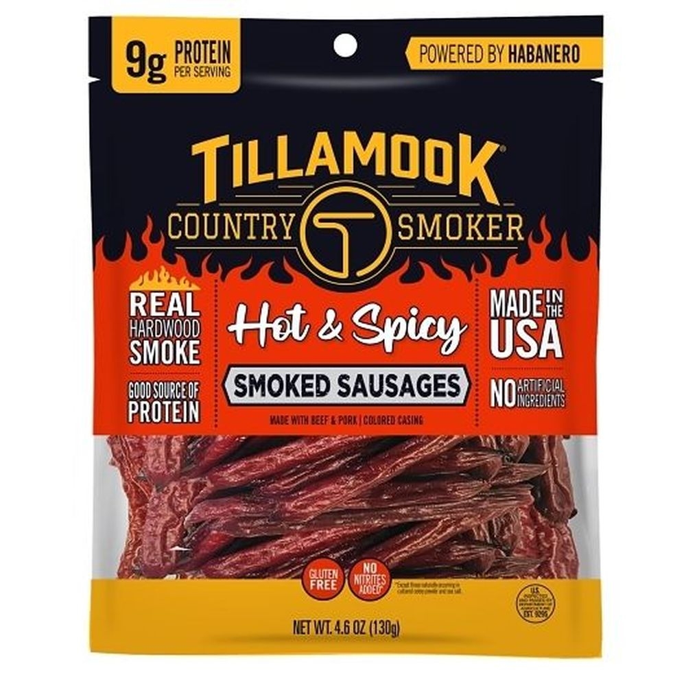 Tillamook Country Smoker Hot and Spicy Smoked Sausage Stick, 4.6 Ounce -- 12 per case
