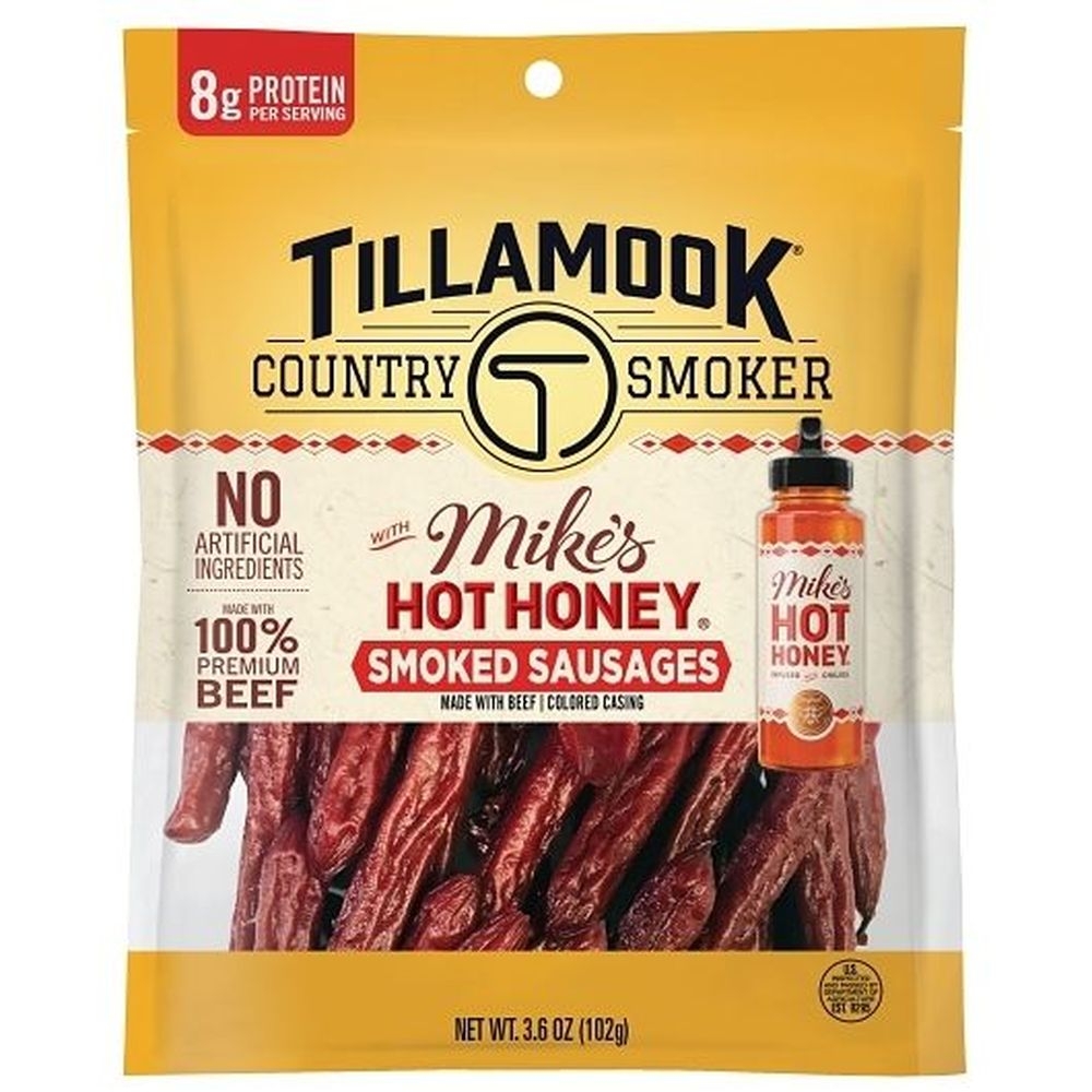 Tillamook Country Smoker Mikes Hot Honey Smoked Sausage, 3.6 Ounce Bag -- 12 per case