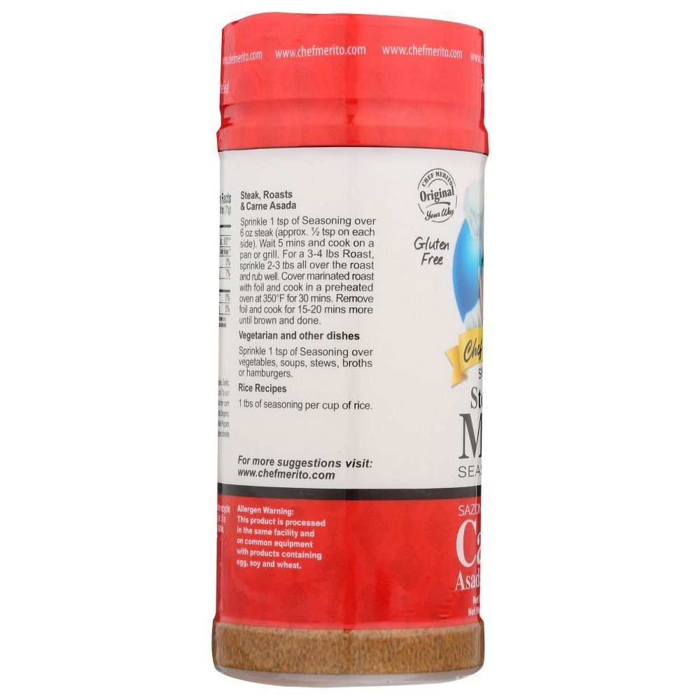 Chef Merito Carne Asada Steak and Meat Seasoning, 14 Ounce -- 6 per case