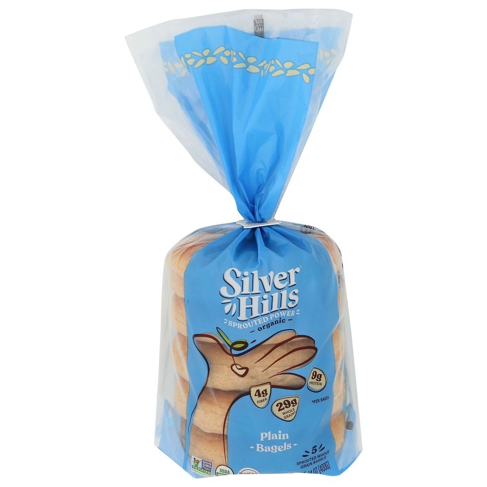 Silver Hills Organic Plain Sprouted Power Whole Grain Bagels, 14 Ounce -- 8 per case